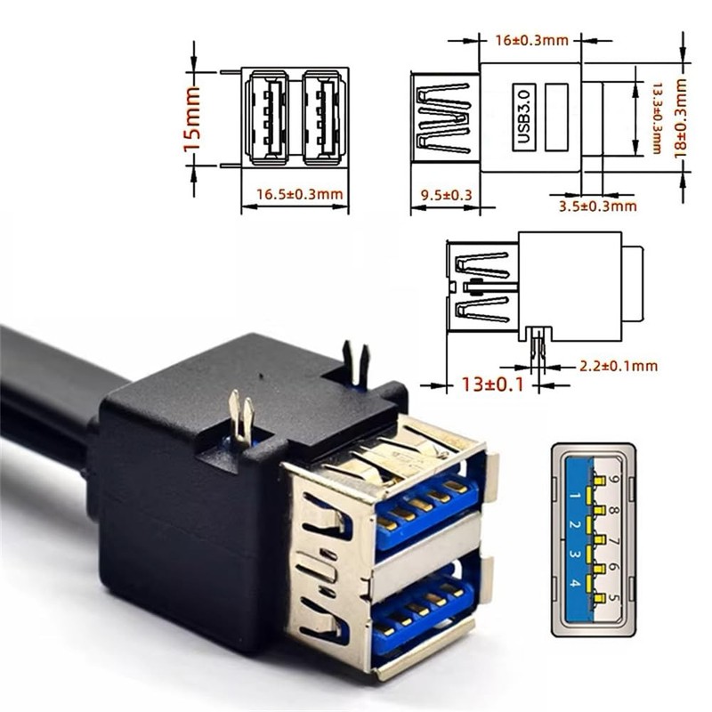 Dual Port USB 3.0 Female TypeA to 20Pin 19Pin Motherboard Header Cable gallery