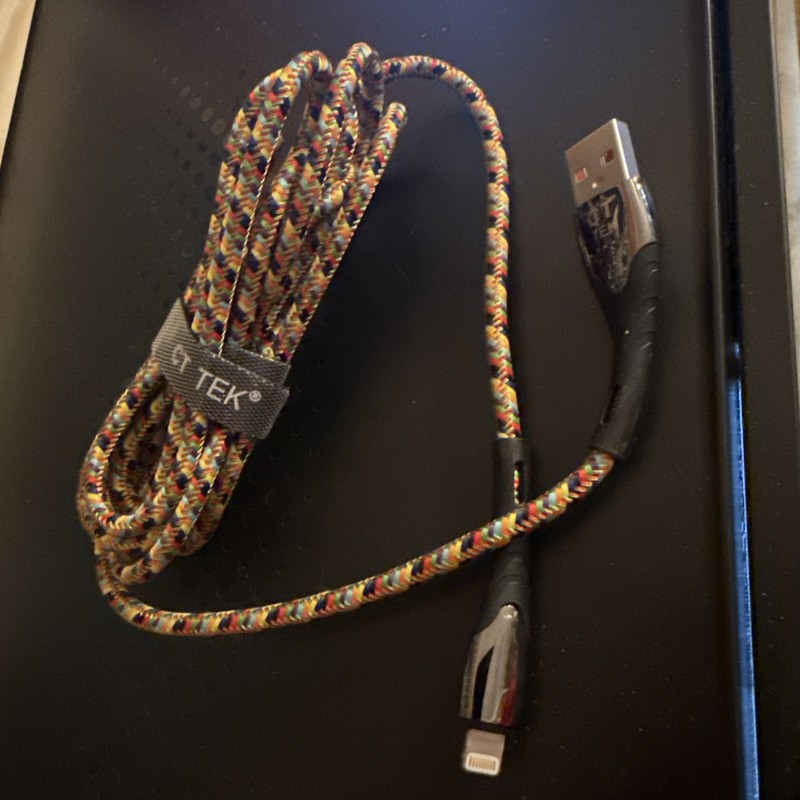 USB-A to apple L Braided Charging Cable – (10ft) – multi – iPhone/iPod/iPad