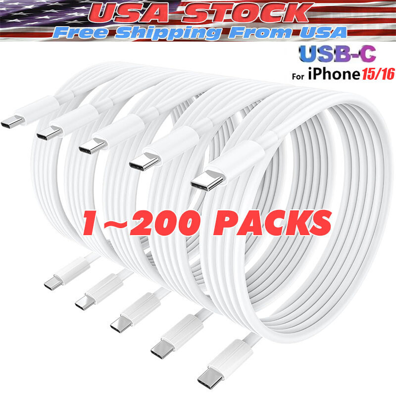 For iPhone 16 15 Pro USB-C to USB-C Cable Fast Charger Lot Type C Charging Cord