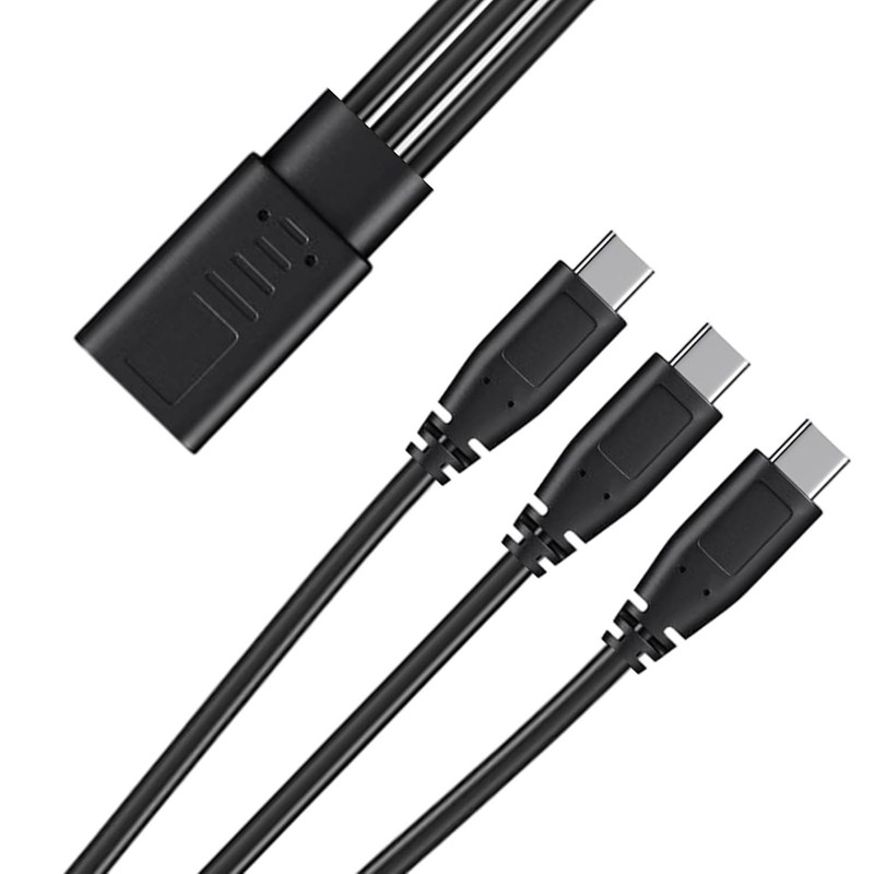 2 Pack USB C Splitter Charge Cable, 3-in-1 Multi Charger Cord Wire, 1 Ft Short U gallery