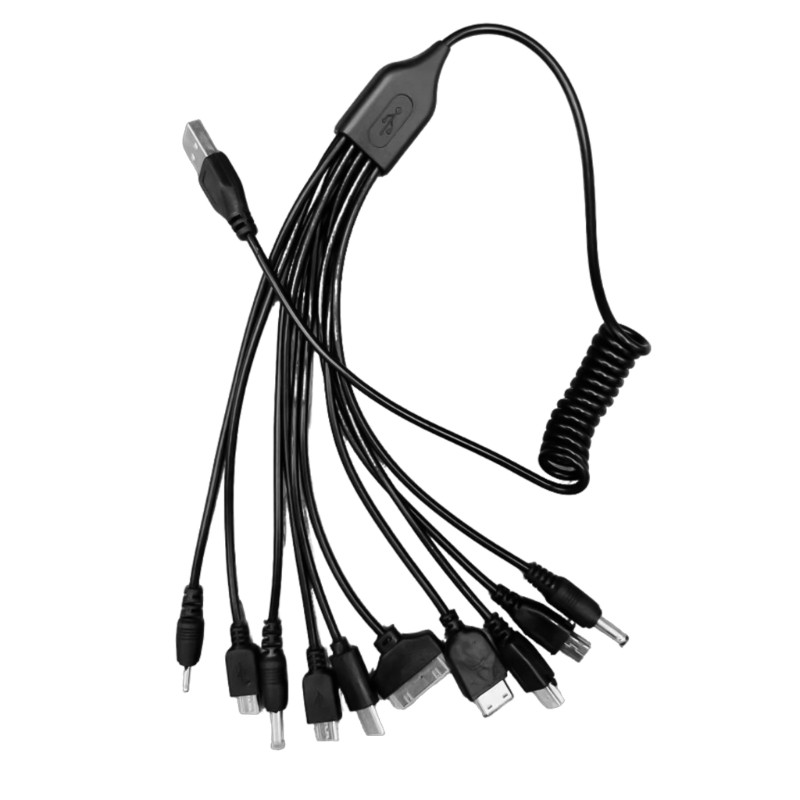 10-Way USB Charging Adapter Cable Spring Coiled Wire Support Quick Data Sync gallery
