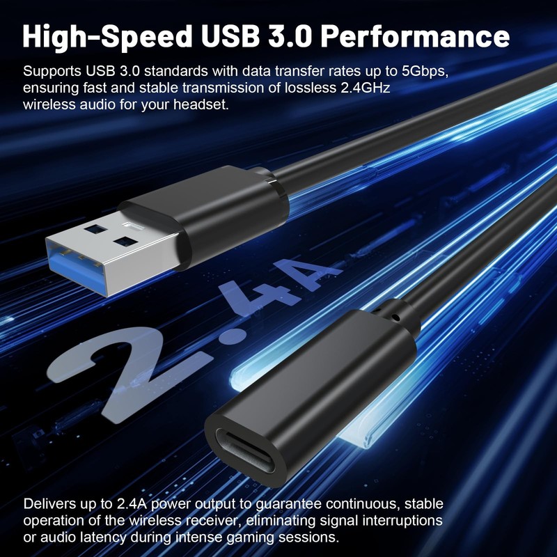 USB-C to USB-A Adapter Cable for SteelSeries Arctis 7X, Arctis 7P, Arctis 1 W... gallery