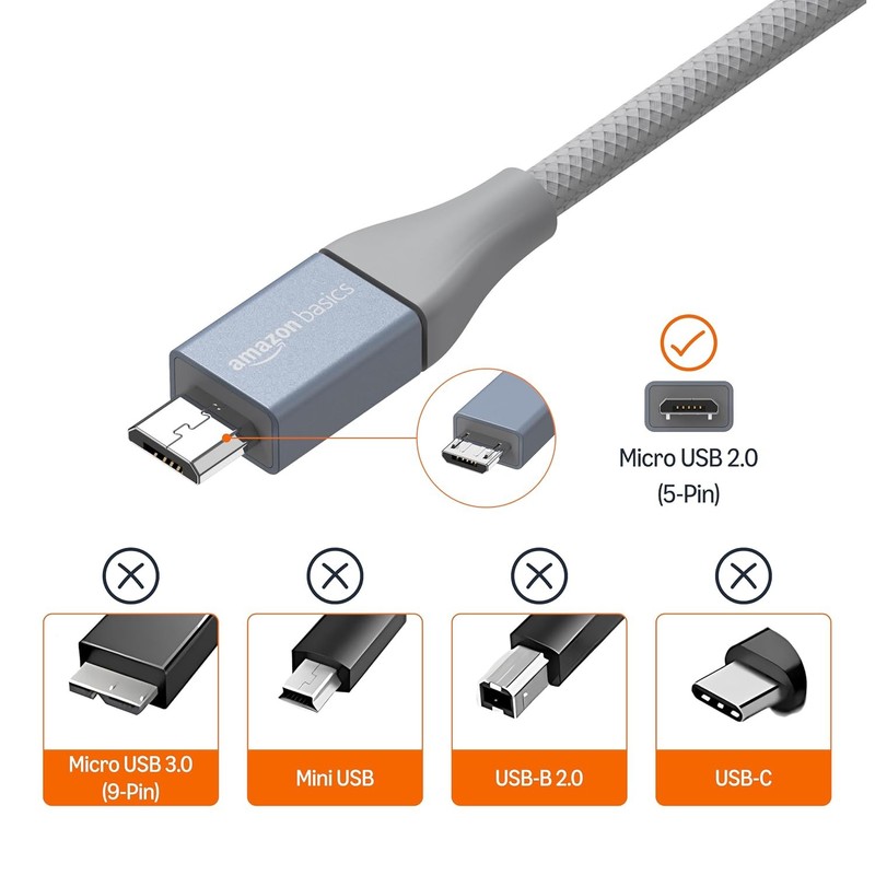 Amazon Basics Micro USB to USB-A 2.0 Fast Charging Cable, Nylon Braided Cord gallery