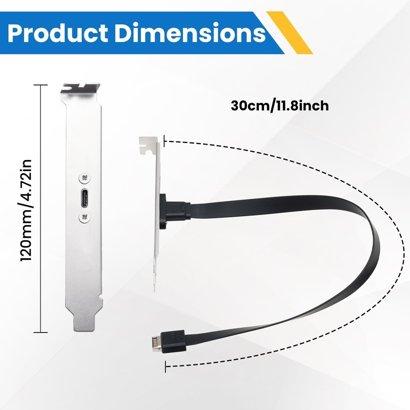 USB 3.1 20 Pin Type E IDC Front Panel Header To Type C Extension Cable 30cm gallery