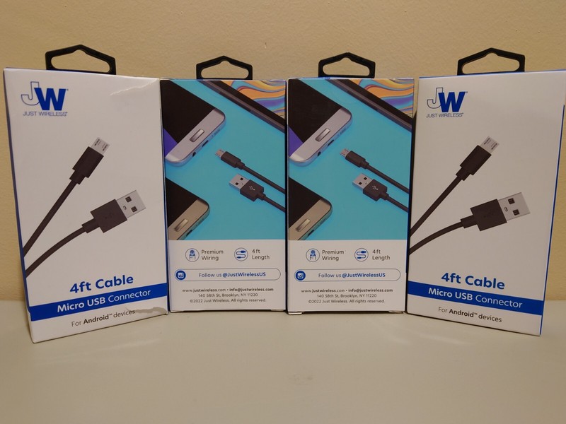 Just Wireless 4ft TPU Micro USB to USB-A Cable Black Pack of 4
