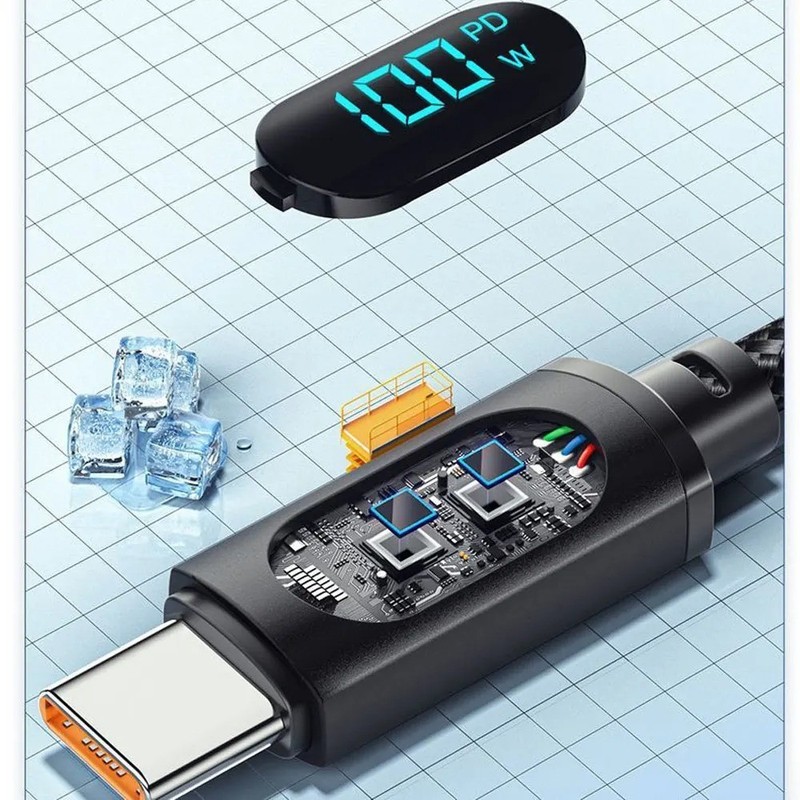 USB C to USB C Cable 100W PD Fast Charging Cord Type-C Charger with LED Display gallery