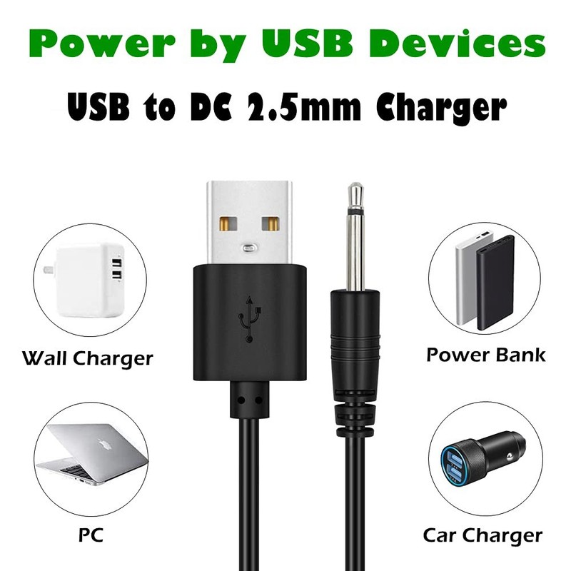 2 Pack 2.7ft Replacement DC Charging Cable USB to DC 2.5mm Fast Charger Cord gallery