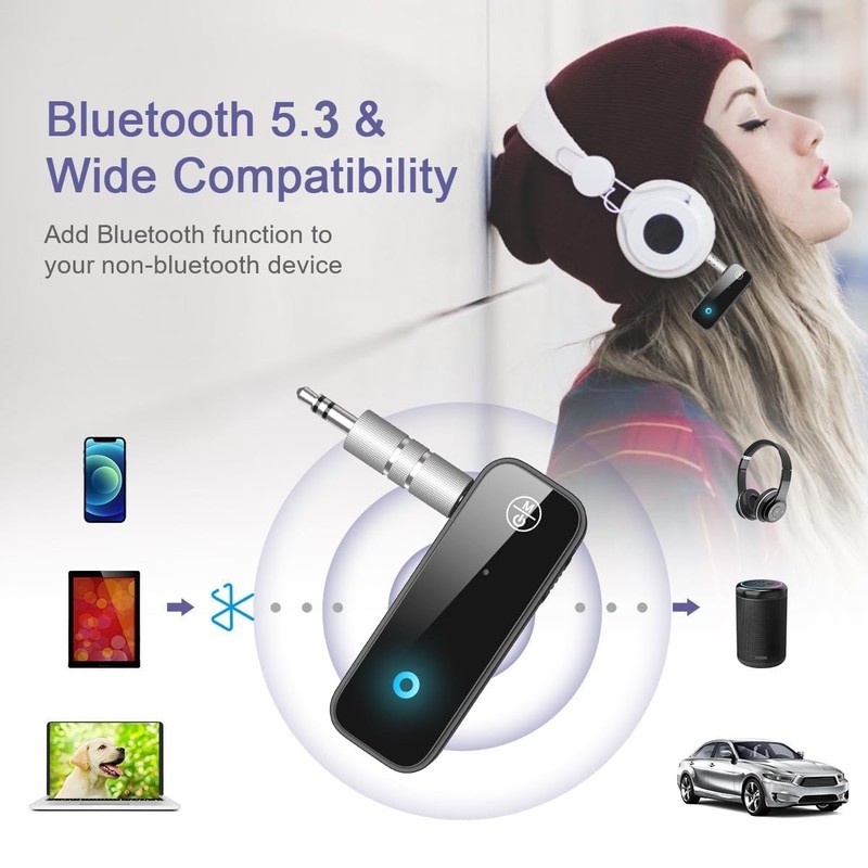 2 Pack Aux Bluetooth Adapter for Car, 2 in 1 Bluetooth 5.3 Transmitter Receiv... gallery