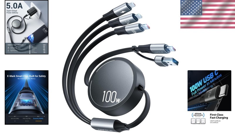 6-in-1 USB C/A Cable for Multiple Devices, 100W Fast Charge gallery