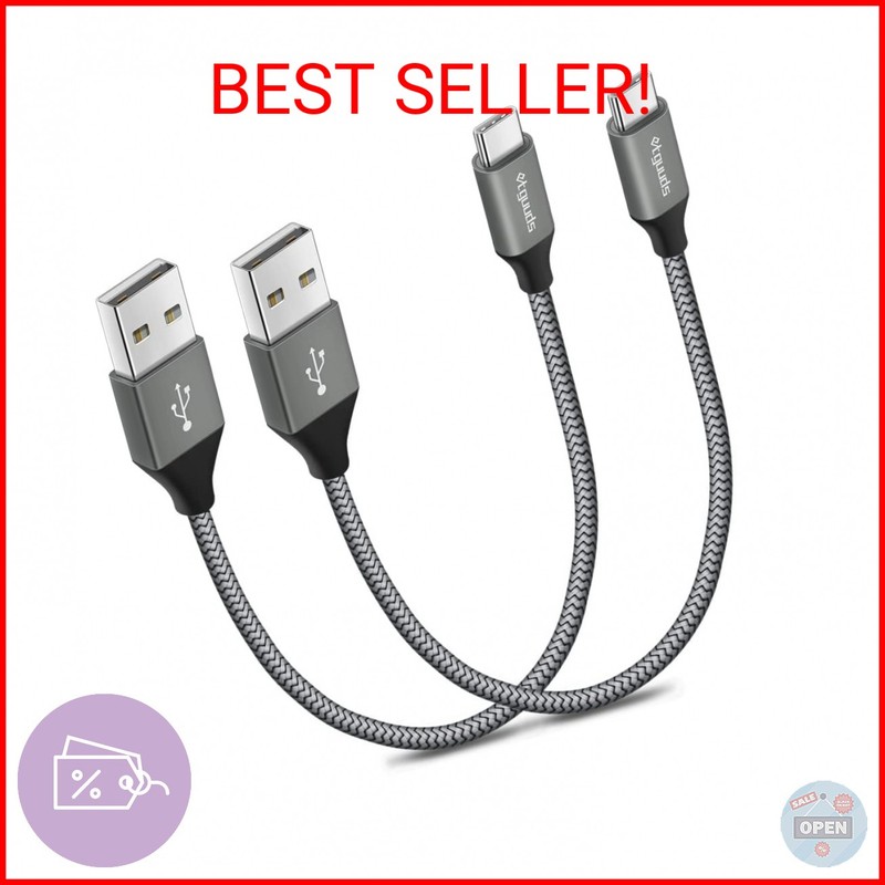 etguuds USB to USB C Cable 1ft, 2-Pack Short USB A to Type C Charger Cord Fast C