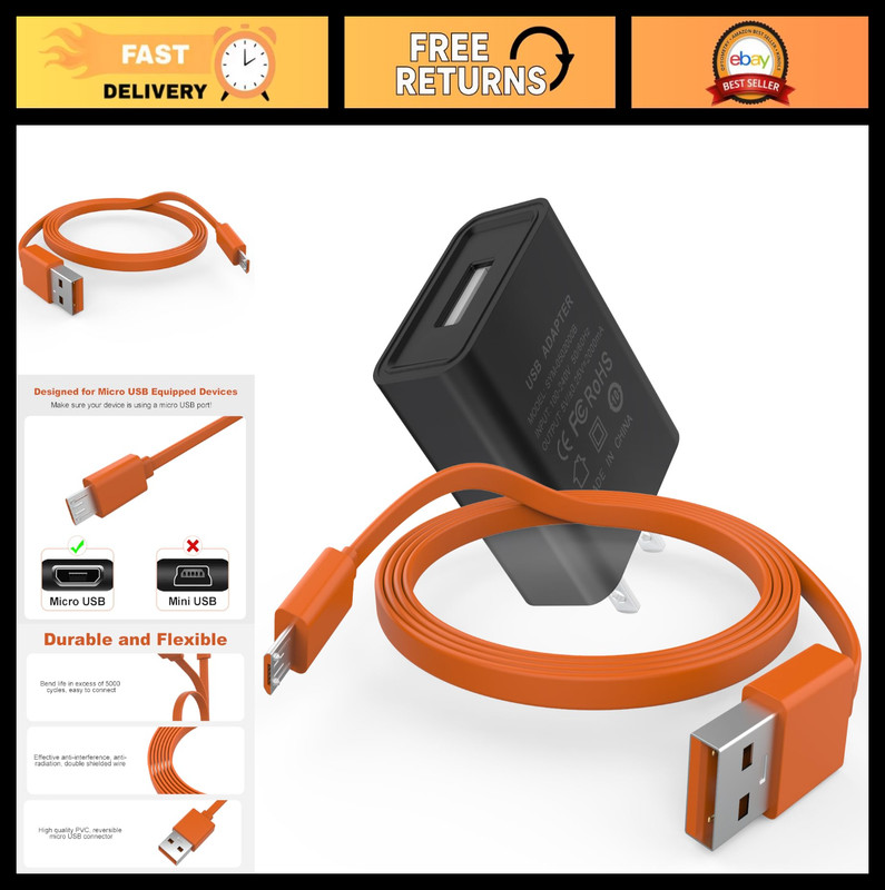 Fast USB Charger Cable for Ring Video Doorbell 2020, Peephole Cam, Pro Battery