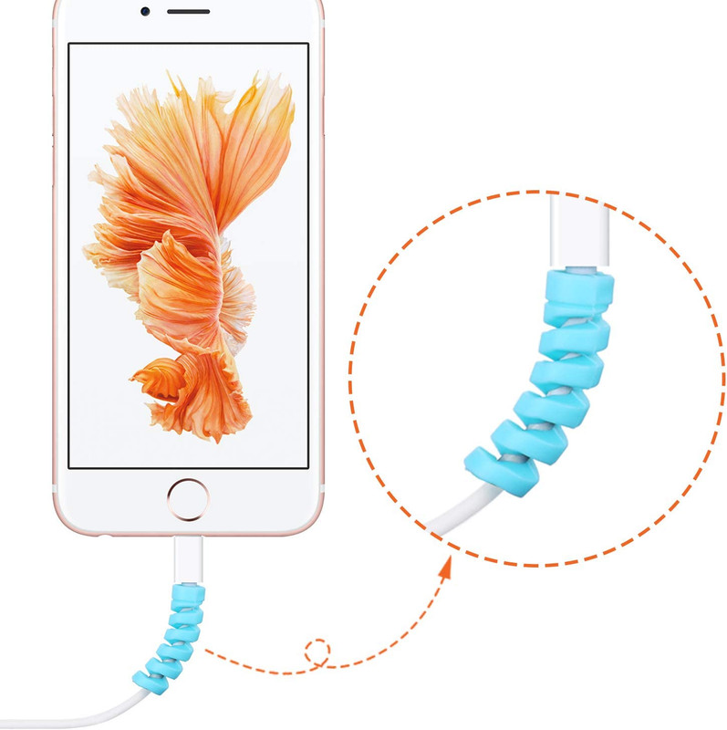 24 Pcs Charger Cable Protector,Silicone Flexible Cable Saver,Spiral USB Mouse Wi gallery