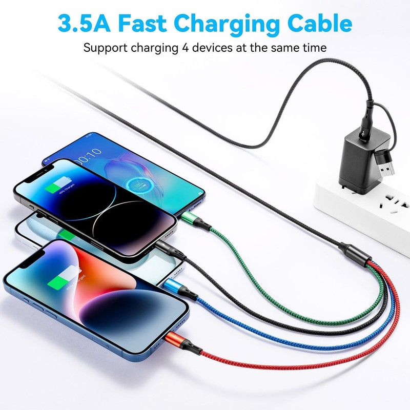 5 in 1 Multi Charging Cable 3.5A, Multi Fast Charging Cord USB A/C to Type gallery
