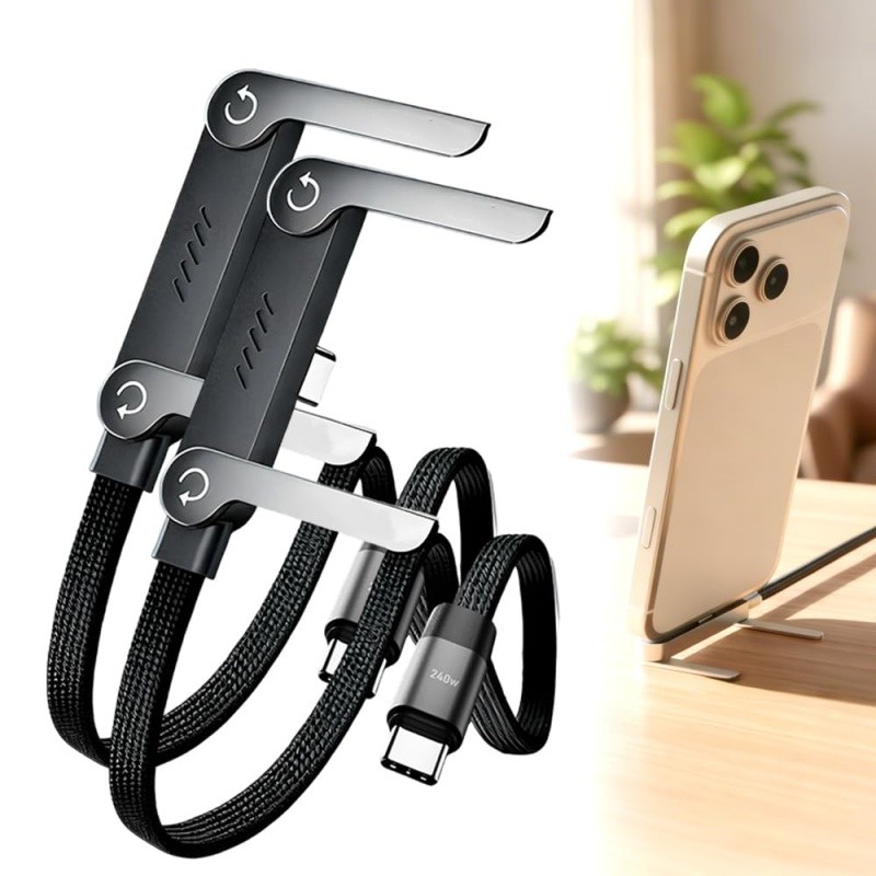 2-in-1 Invisible Phone Stand Charger Cable 1.5 Met 240W Super Fast Charging Cord