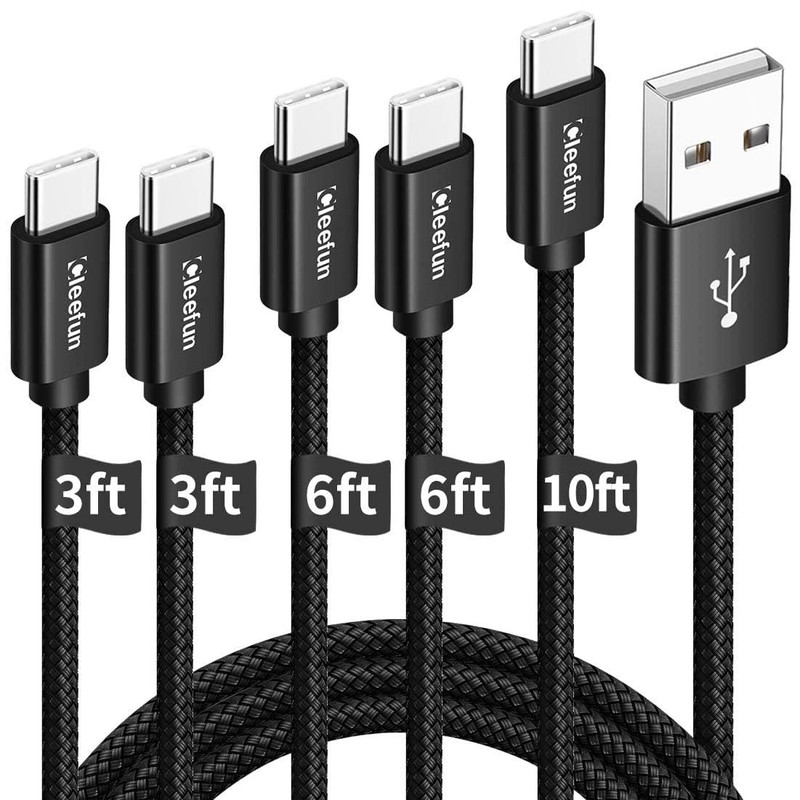 5 Pack USB C Cable Fast Charging Combo 3ft 6ft 10ft Type C Charger Cord Lead