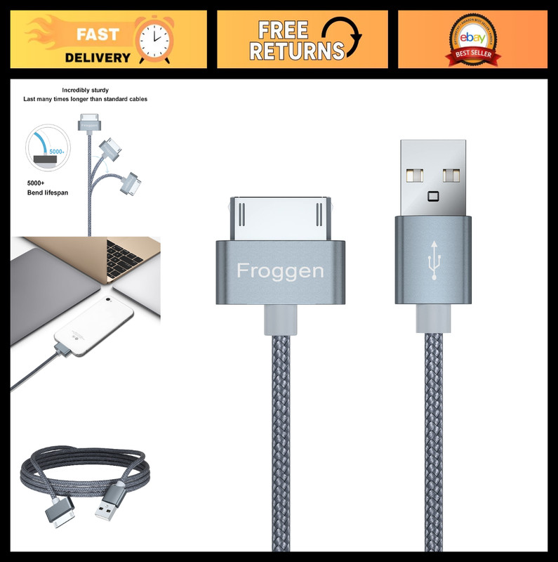 30 Pin USB Sync Charging Cable for iPhone 4/4s, 3G/3GS, iPad 1/2/3, iPod – 3.2 F
