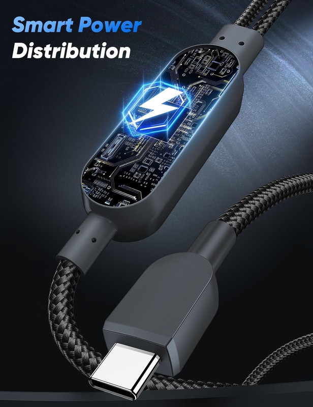6FT 140W Max USB to USBC Splitter Multi Charging Cable Grey gallery