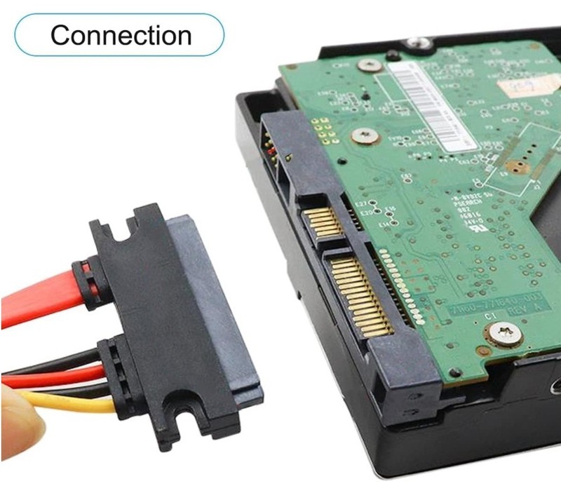2PCS 50cm SATA 22 Pin Female to SATA(7+15) Pin Male Data Power Combo Extension gallery