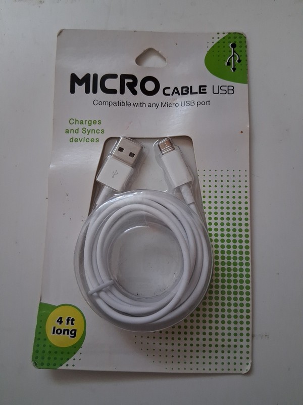 Micro Cable USB 4ft. Long White Color 