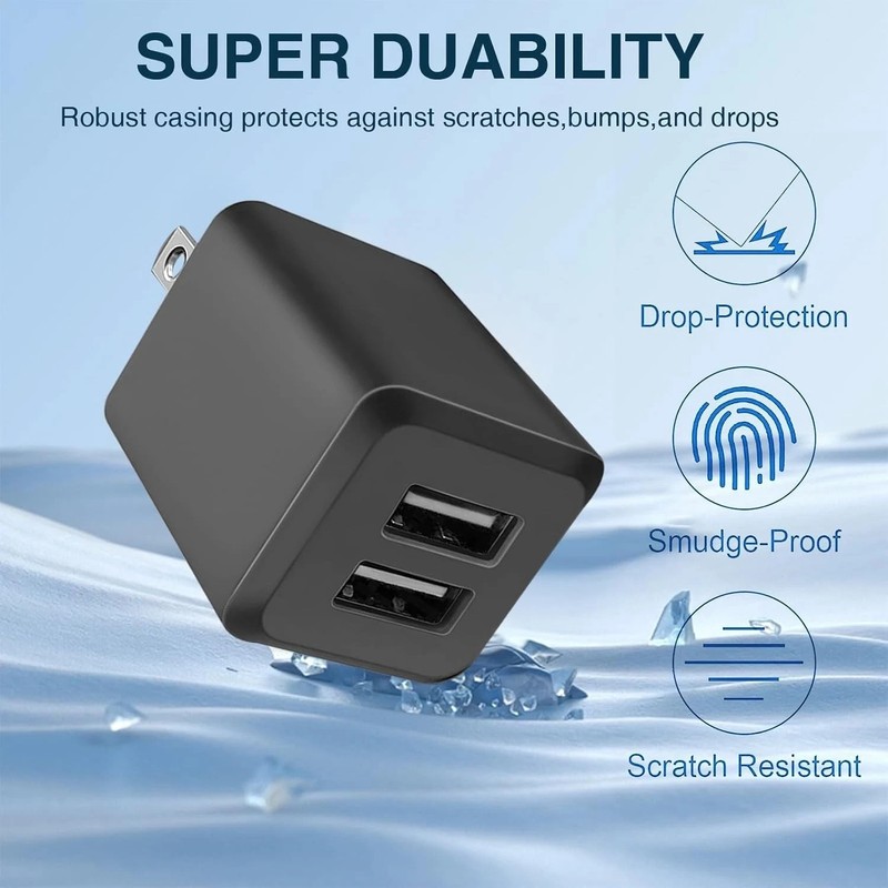 3- Pack, USB Wall Charger, Dual Port Cube Power Adapter Charger black gallery
