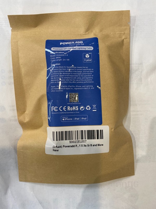 Iphone Cable 3 per pack 6ft long M.F.I. White
