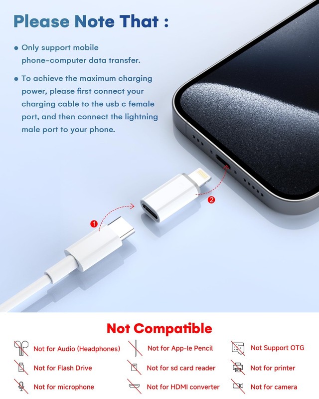 MFi Certified USB C to Lightning Adapter 4-Pack, 27W Fast 4 Pack, White gallery
