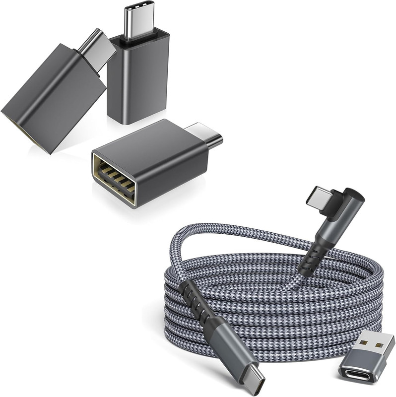 Angle USB C to Type C 60W Charger Cable 10FT with OTG Adapter,Car Charging Cord