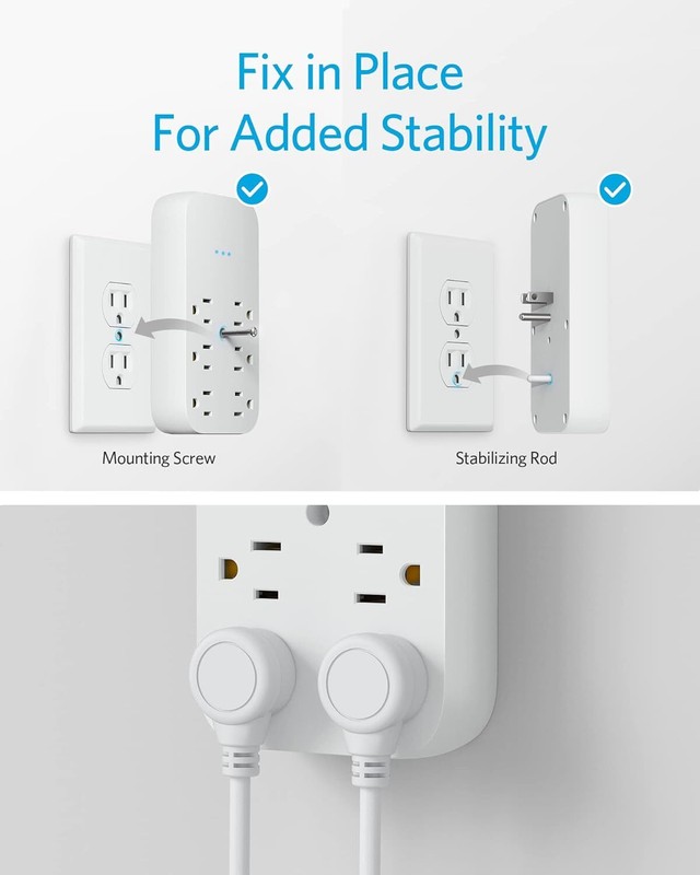 Anker Outlet Extender and USB Wall Charger, 6 Outlets and 2 USB Ports, 20W USB C gallery
