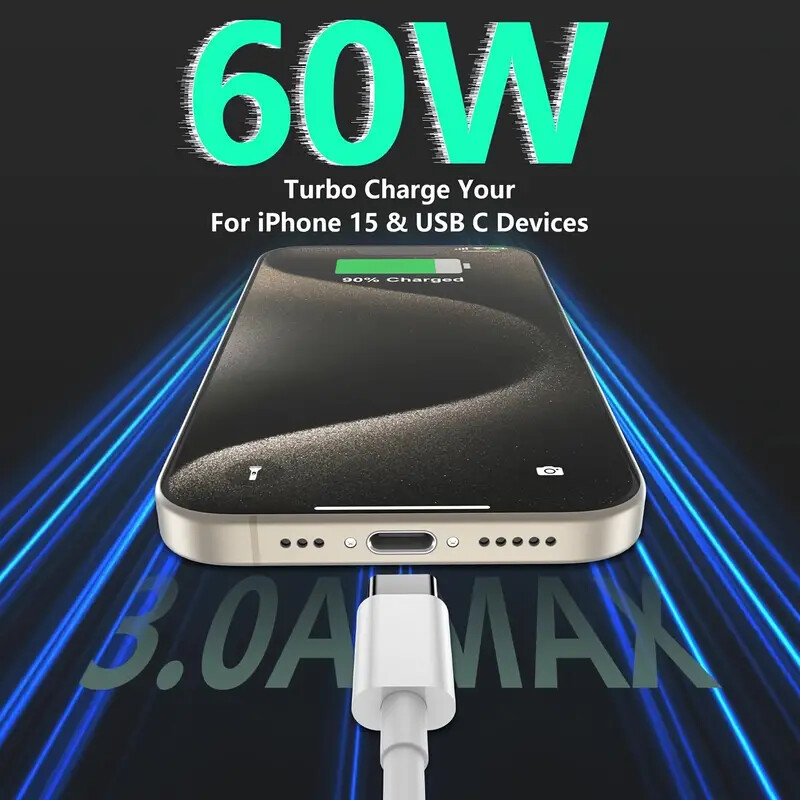 10-50 PACK 3FT USB-C Charging Cord Power Cable for iPhone 15 16 gallery