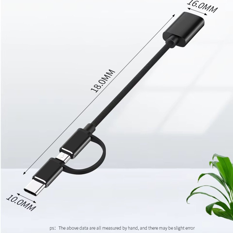 Type-C 2-in-1 Adapter Micro USB & USB 3.0 Female To USB-C Male Converter, Black gallery