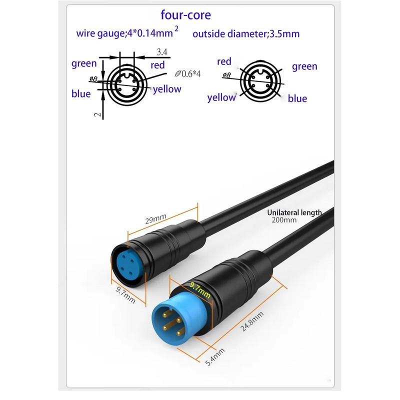Julet 4Pin 3pin 2pin Male Female Waterproof Cable Electric Bike Extension Cab... gallery