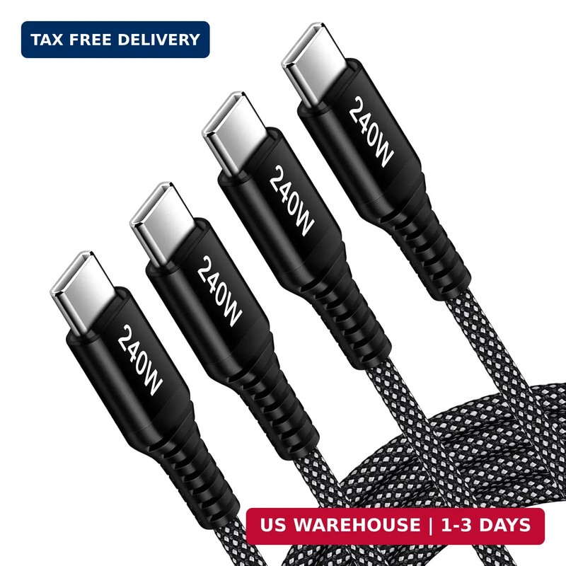 240W USB C to USB C Cable, [6FT, 2-Pack] Type C to C Cable Fast Charging Charger