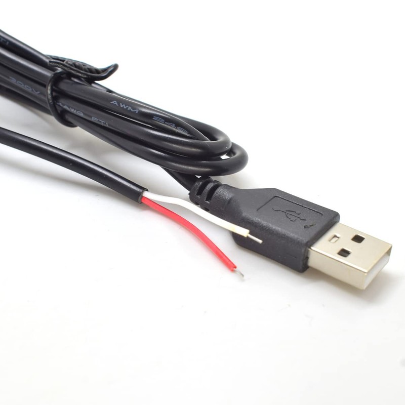 5 PCS USB 2 Wire Pigtail Cable 1A 5V 1M 3.3FT 28AWG USB A Male Power Cord gallery