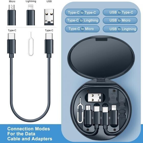 Multi USB Charging Adapter Cable Kit - Data Transfer & Card Storage Blue gallery