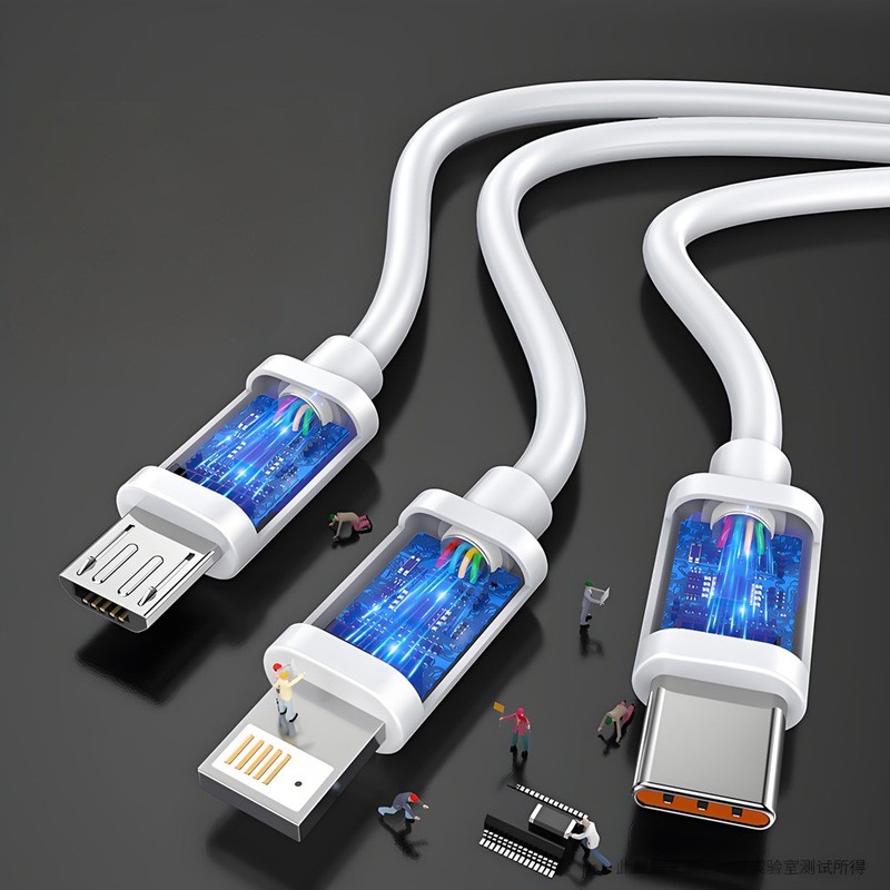 Heavy Duty 3 in 1 Multi USB Charger Charging Cable For Type-C USB Micro 1.2 - 2m gallery