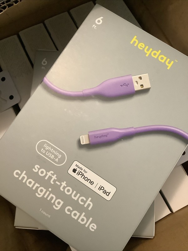 Heyday 6 Ft. USB-A To USB-C Soft Touch Charging Cables Purple New BOX Of Twelve