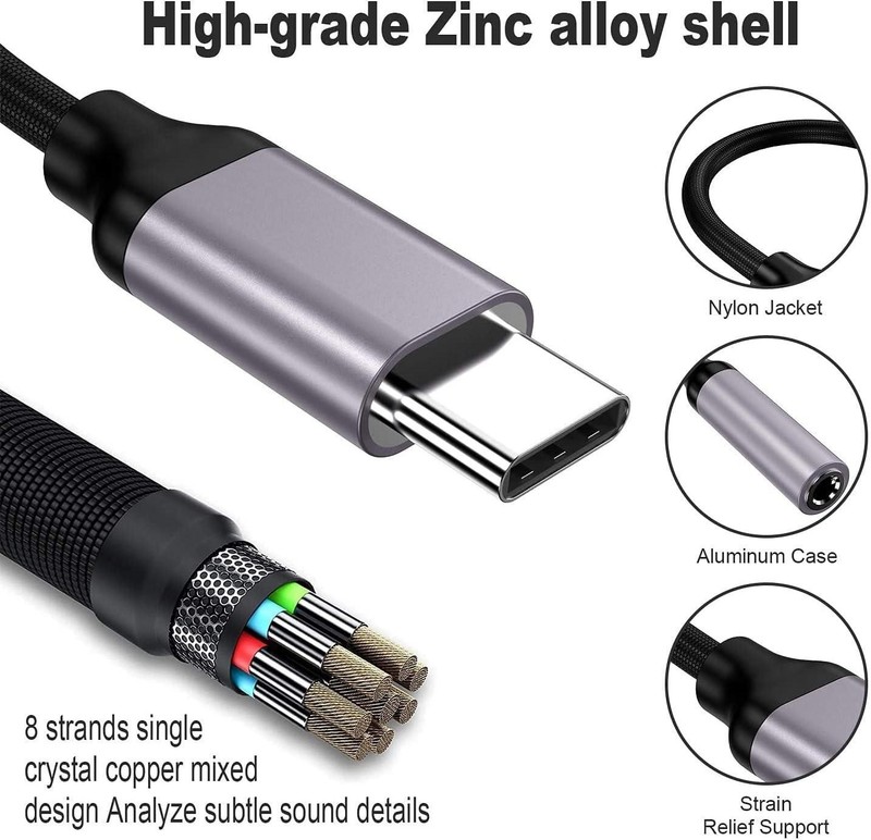 USB Type C to 3.5mm Headphone Jack Adapter, (2-pack) USB C to Aux Female Audio D gallery