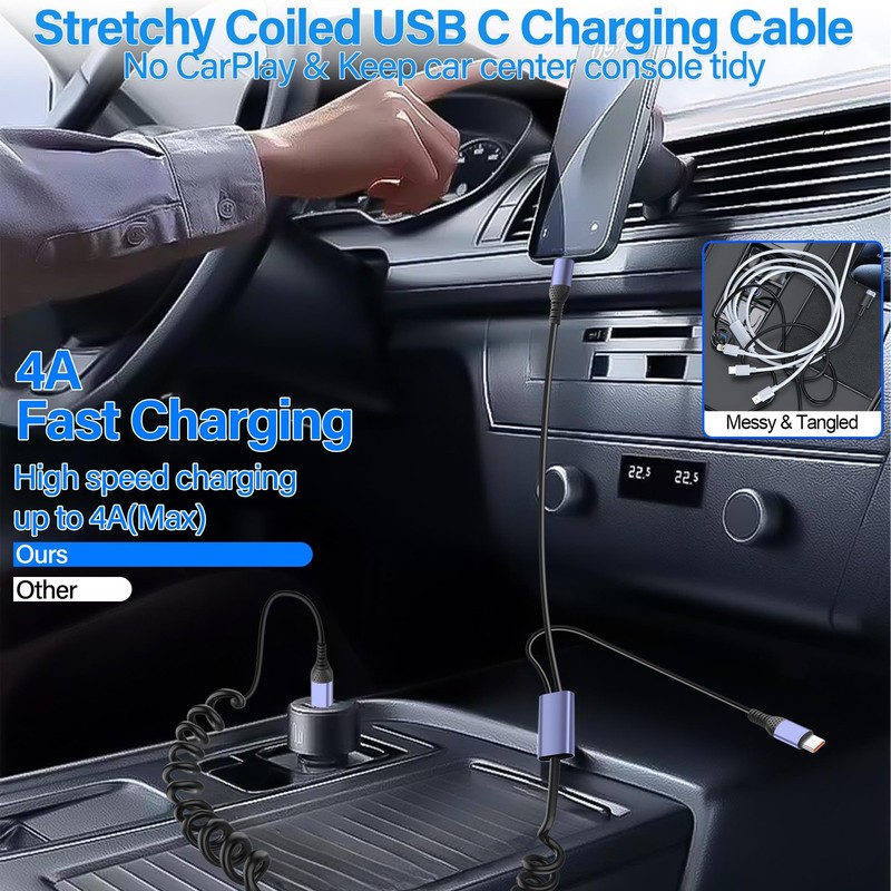 JSADZKJ Coiled Multi USB C Charging Cable Type C Splitter Spring 4A... gallery