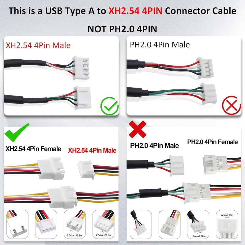 USB a Male to XH2.54 4Pin Motherboard Connector Converting Cable Small 4Pin XH2. gallery