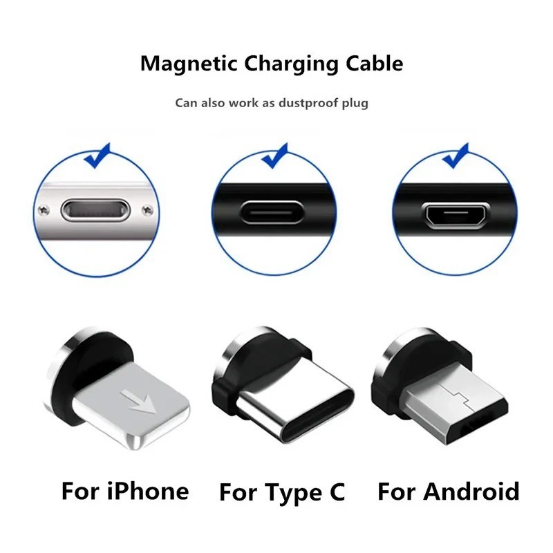 9PCS Magnetic Charging Adapter Tips USB C Micro USB 8 Pin Replacement Set gallery