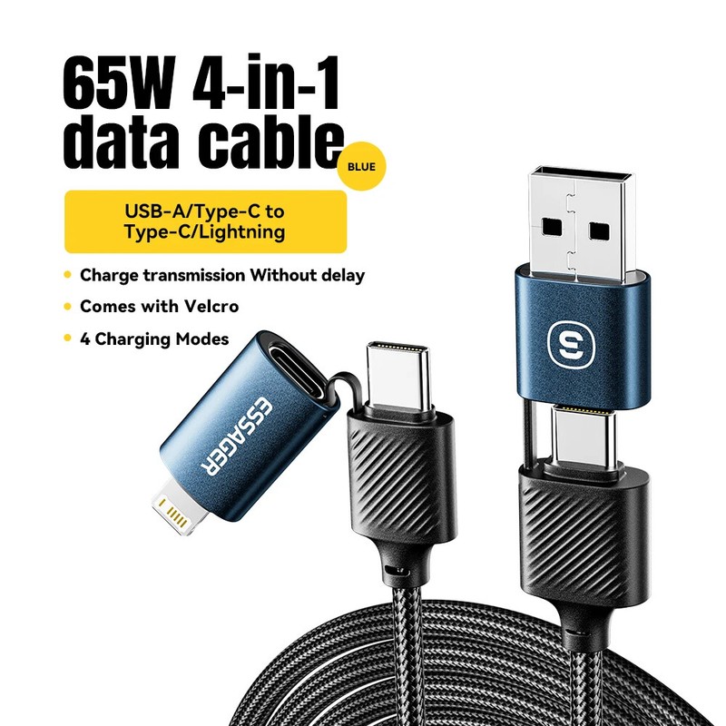 New 4 in 1 USB C Data Cable Type C PD 65W Fast Charging Wire For iPhone 15 14 13 gallery