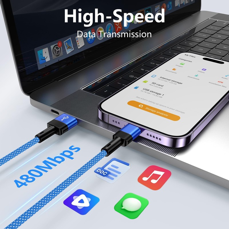 240W Fast USB C to USB C Cable 3FT for iPhone 17e 17 Air 17 Pro Max 16e 16 15... gallery