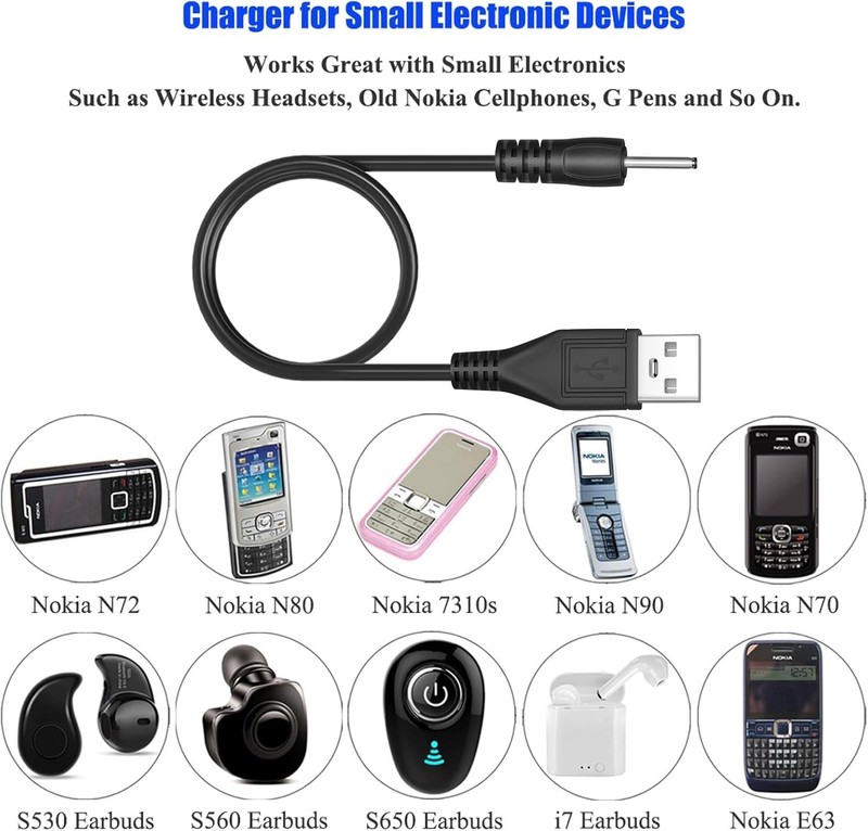 Portable 30cm USB to DC 2.0mm Charger for Mini Wireless Bluetooth Earphones gallery
