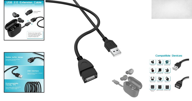 5ft USB Extension Charging Cable for JLab Earbuds – Fast & Safe Charging gallery