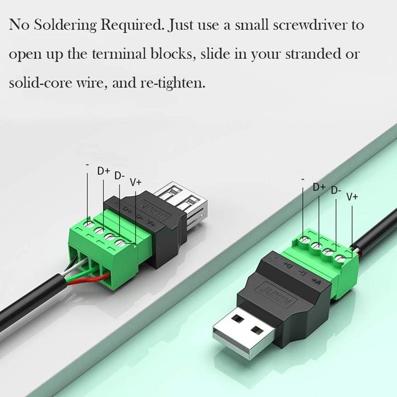 10Pcs USB 2.0 Male/Female to 4 Pin Terminal Connector gallery
