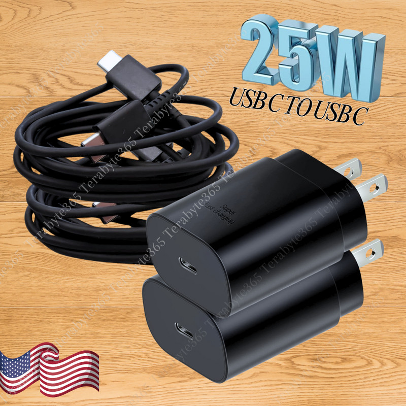 2Pack 25W PD Fast Charger Block USB C To USB C Cord For Samsung iPhone 15 16 17