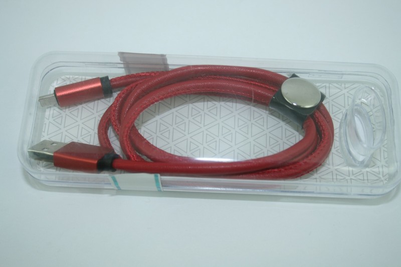 Samsung Phone Data Cable - Premium Red Leather, Fast Charging gallery
