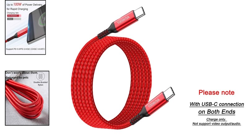 100W USB C to USB C Fast Charging Cable - 15FT Durable Length for Macs & Phones gallery