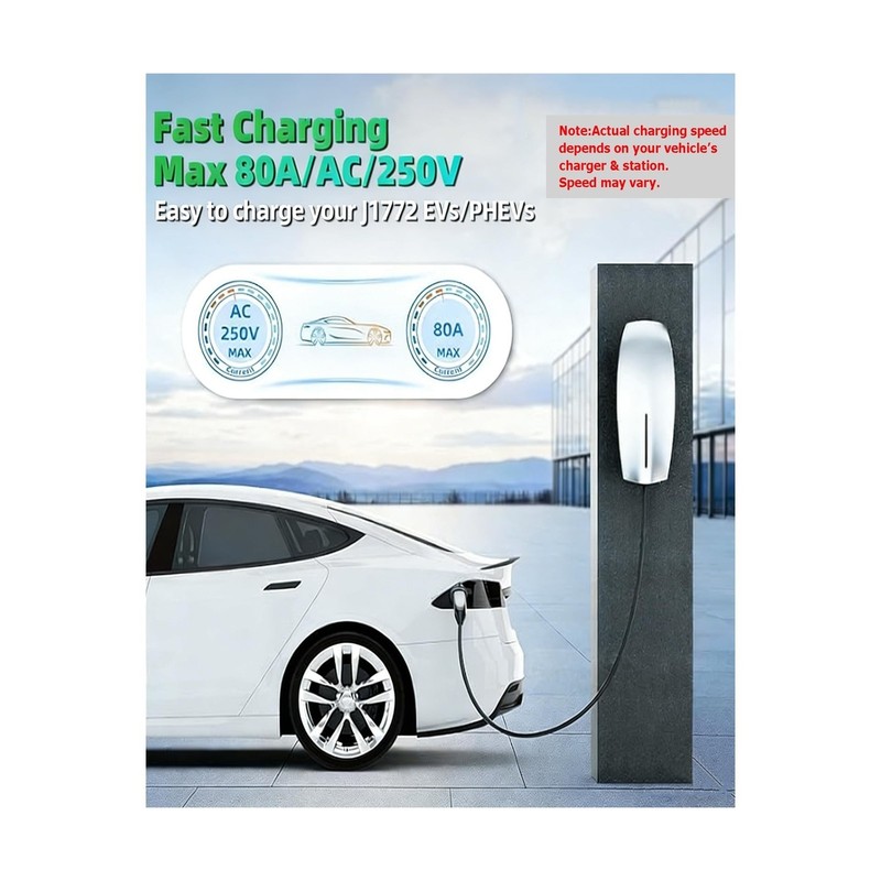Nacs to J1772 Adapter - Portable - 80A 250V - IP65 - Fit For Tesla gallery