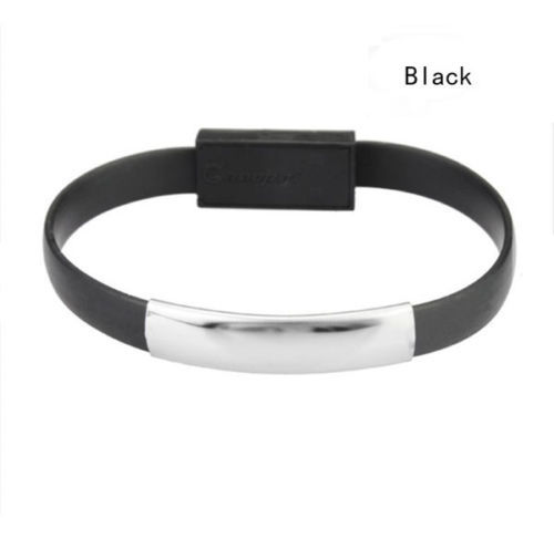 NEW Micro USB To USB Cable Bracelet Charger Data Sync Cord Wristband Black gallery